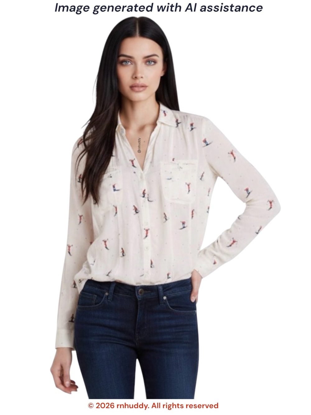 Anthropologie MAEVE size 0 petite Winter Ski Scene Colloquial Button down
